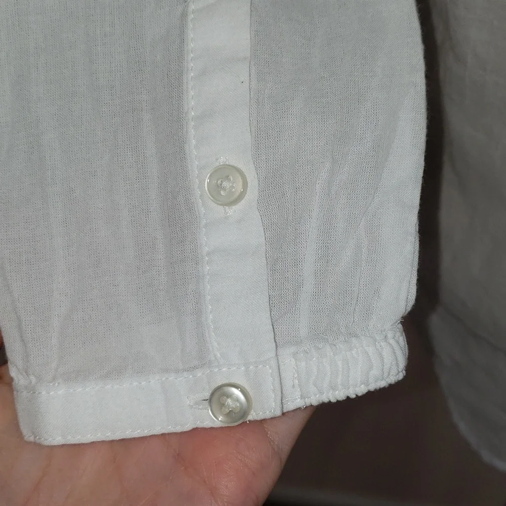 NWT J Crew Semi-sheer White Cotton Popover Blouse, Size XXXS